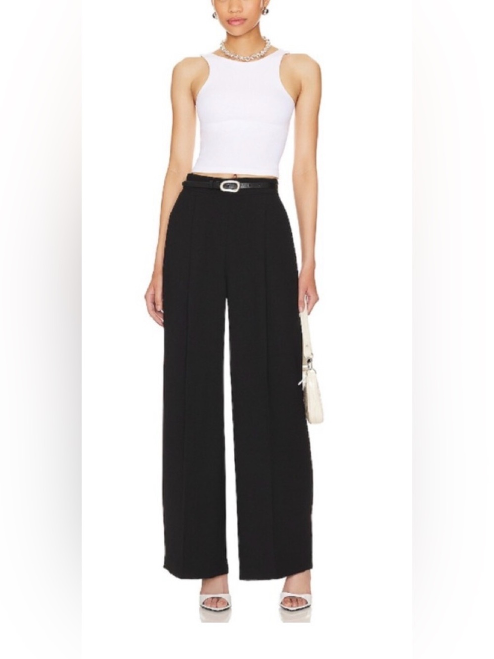SPANX Crepe Pleated Trouser Pants - Pull On
High Rise, Wide Leg, Size M